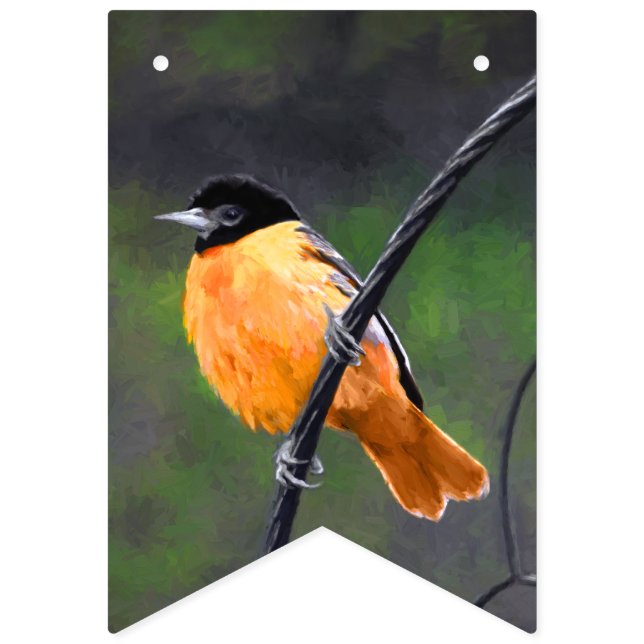 Oriole Painting - Original Bird Art Bunting (First Flag)
