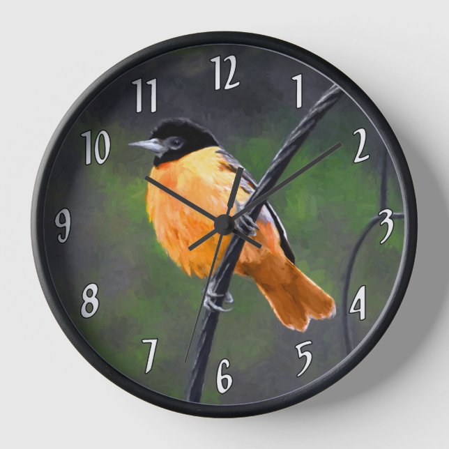 Oriole Painting - Original Bird Art Clock (Front)