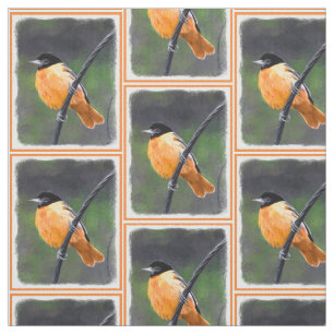 Oriole Painting - Original Bird Art Fabric