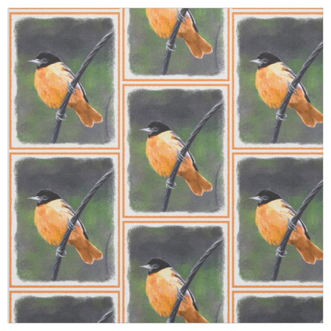Oriole Painting - Original Bird Art Fabric (Swatch)