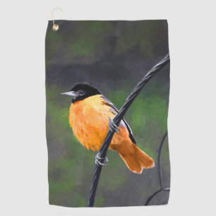 Oriole Painting - Original Bird Art Golf Towel