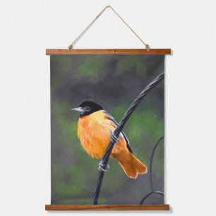 Oriole Painting - Original Bird Art Hanging Tapestry