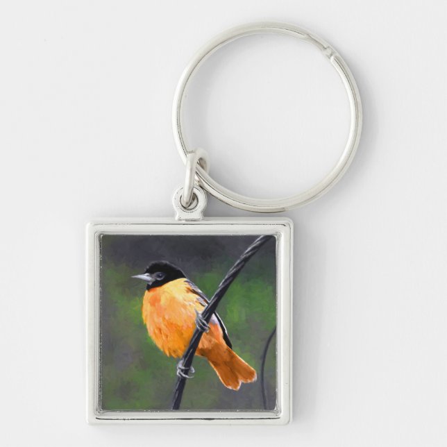 Oriole Painting - Original Bird Art Key Ring (Front)