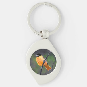 Oriole Painting - Original Bird Art Key Ring