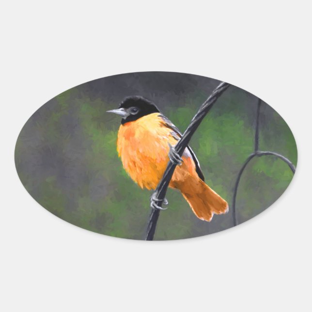 Oriole Painting - Original Bird Art Oval Sticker (Front)
