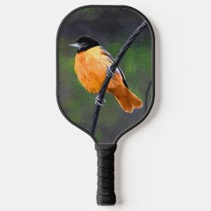 Oriole Painting - Original Bird Art Pickleball Paddle