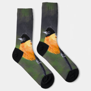 Oriole Painting - Original Bird Art Socks