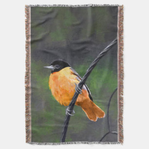 Oriole Painting - Original Bird Art Throw Blanket