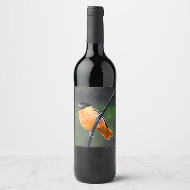 Oriole Painting - Original Bird Art Wine Label (Front)