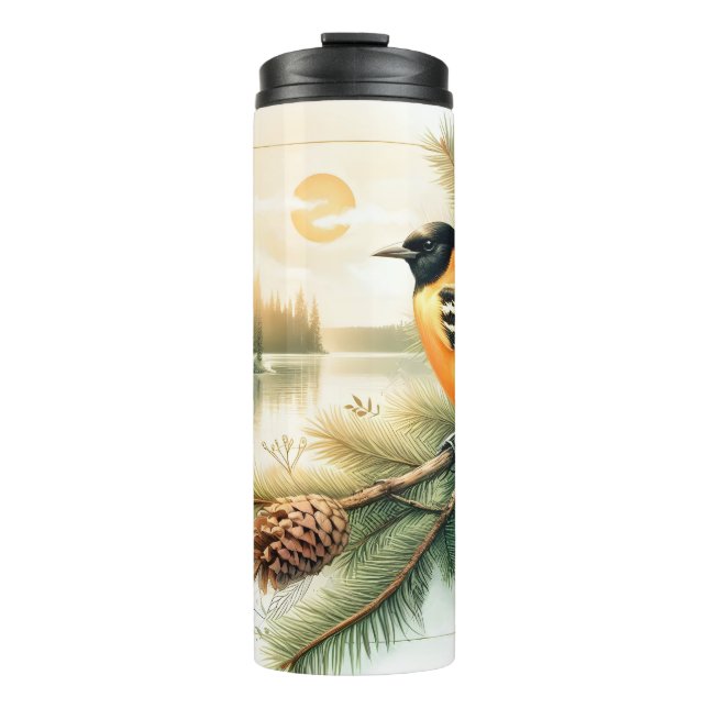 Oriole Songbird Evening Watercolor Thermal Tumbler (Front)