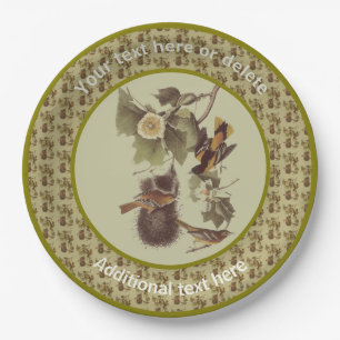Orioles Vintage Audubon Art Birds Party Paper Plate