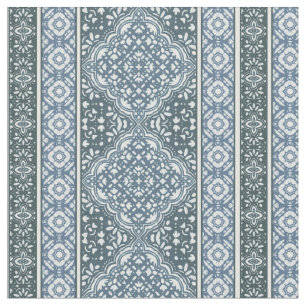 Orion Blue Decorative Boho Tile Pattern Fabric