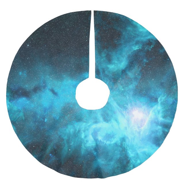 Orion nebula, blue light, astronomy. brushed polyester tree skirt (Front)