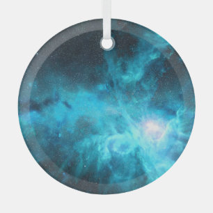 Orion nebula, blue light, astronomy. glass tree decoration