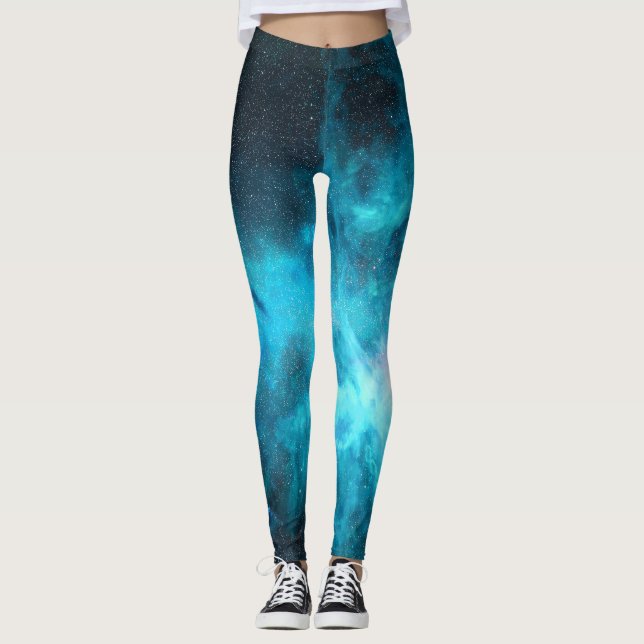 Orion nebula, blue light, astronomy. leggings (Front)