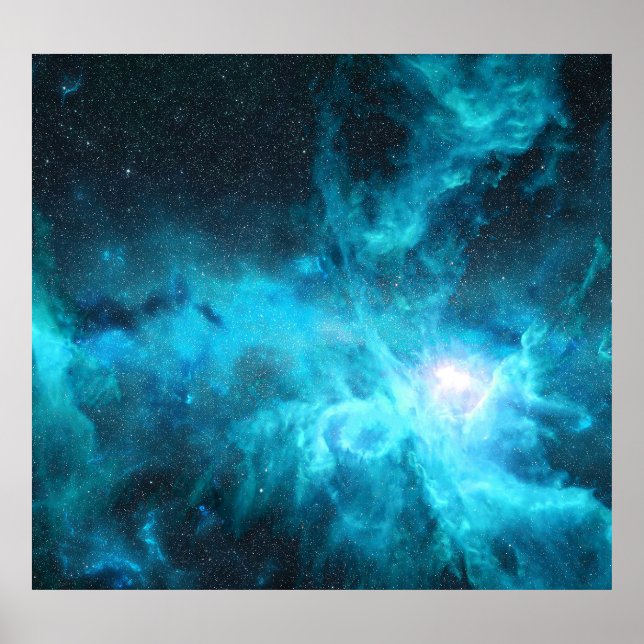 Orion nebula, blue light, astronomy. poster (Front)