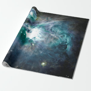 Orion Nebula Blue Teal Grey Mystery Wrapping Paper