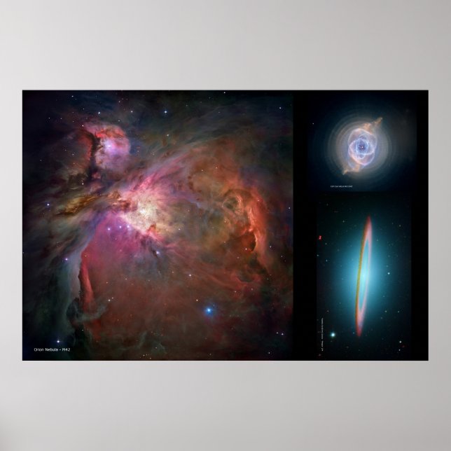 Orion Nebula, Cat's Eye Nebula, Majestic Sombrero Poster (Front)