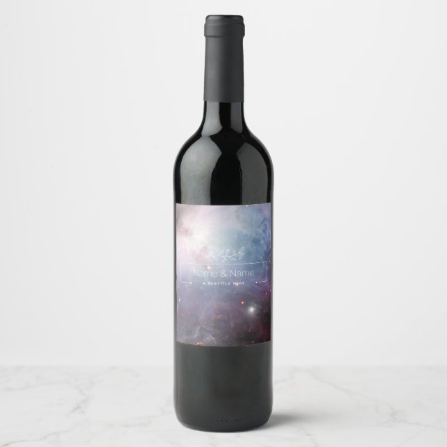 Orion Nebula Messier 78 Pastel Space Photo Wine Label (Front)