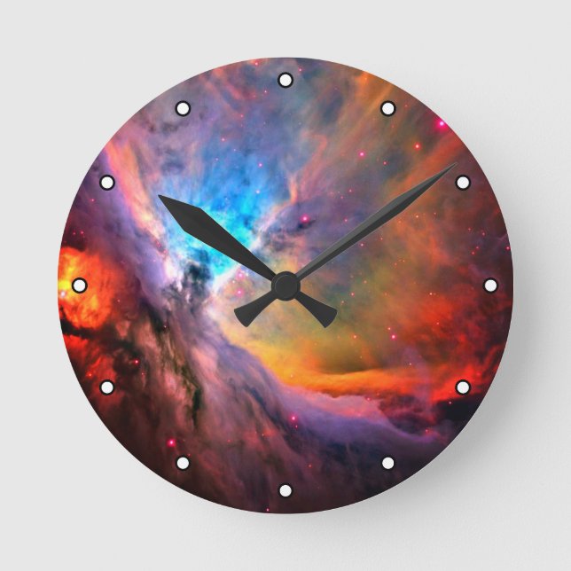 Orion Nebula Space Galaxy high contrast Dots Round Clock (Front)