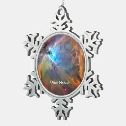 Orion Nebula Space Galaxy Snowflake Pewter Christmas Ornament