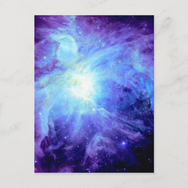 Orion Nebula Turquoise Periwinkle Lavender Galaxy Postcard (Front)