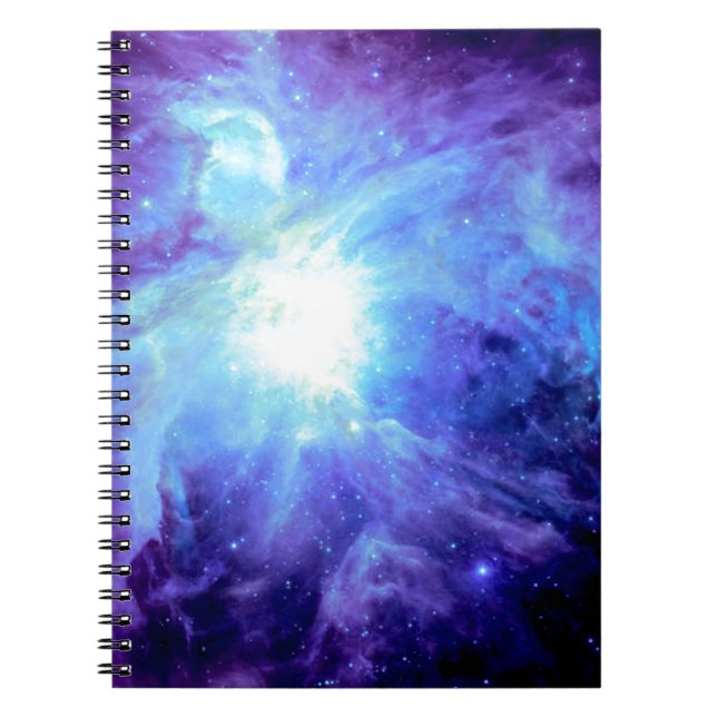 Orion Nebula Turquoise Periwinkle Lavender Galaxy Spiral Notebook (Front)