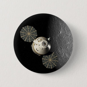 Orion Spacecraft in Lunar Orbit 6 Cm Round Badge