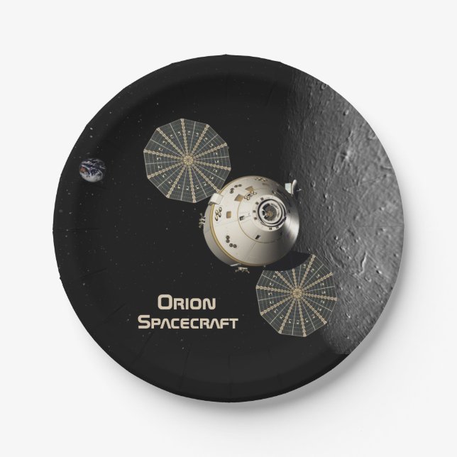 Orion Spacecraft in Lunar Orbit Paper Plate (Front)