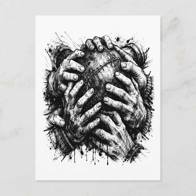 Orkney Ba Grasping Hands Postcard (Front)