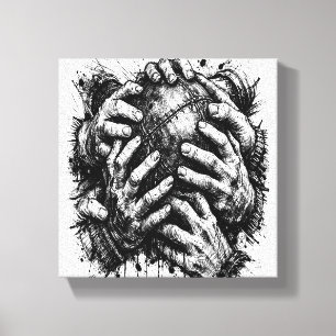 Orkney Dark Art Ink Illustration – Grasping Hands Canvas Print