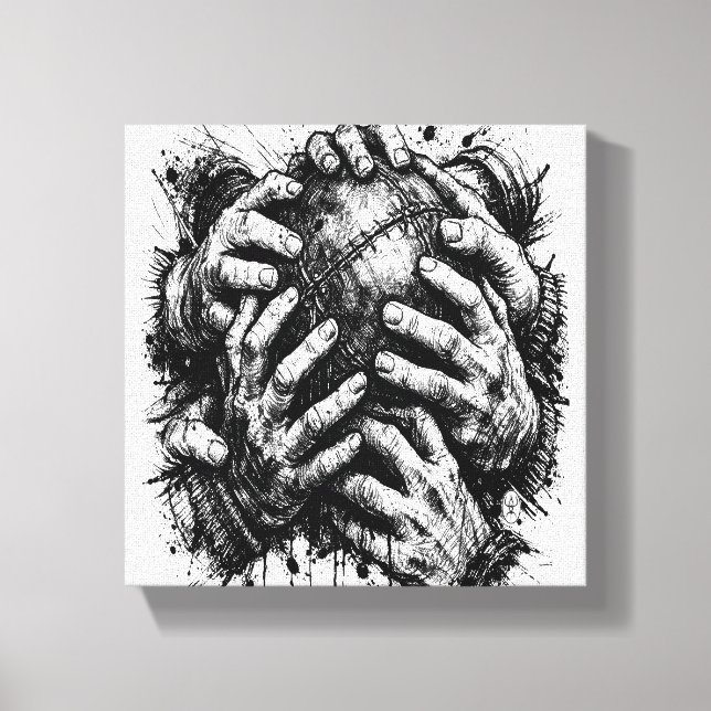 Orkney Dark Art Ink Illustration – Grasping Hands  Canvas Print (Front)
