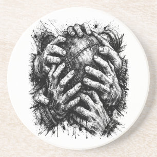 Orkney Dark Art Ink Illustration – Grasping Hands Coaster