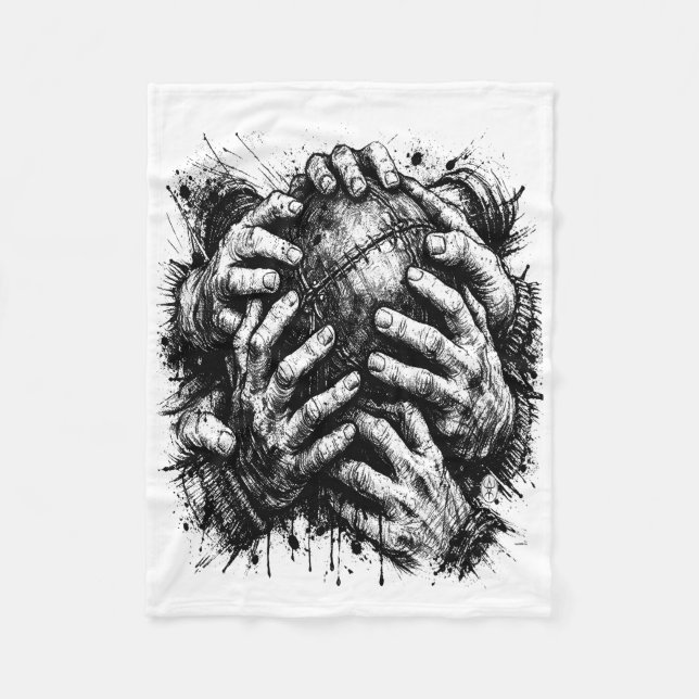 Orkney Dark Art Ink Illustration – Grasping Hands  Fleece Blanket (Front)