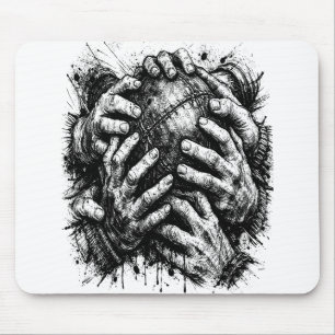 Orkney Dark Art Ink Illustration – Grasping Hands Mouse Pad