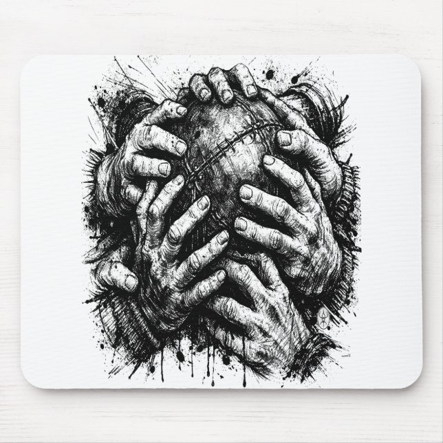 Orkney Dark Art Ink Illustration – Grasping Hands  Mouse Pad (Front)
