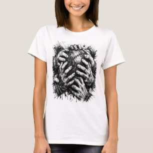 Orkney Dark Art Ink Illustration – Grasping Hands T-Shirt