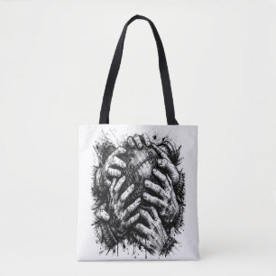 Orkney Dark Art Ink Illustration – Grasping Hands Tote Bag