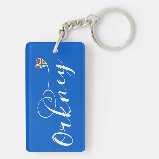 Orkney Flag in Heart, Northern Isles, Scotland Key Ring (Back)