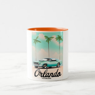 Orlando Dusk Florida travel poster Two-Tone Coffee Mug