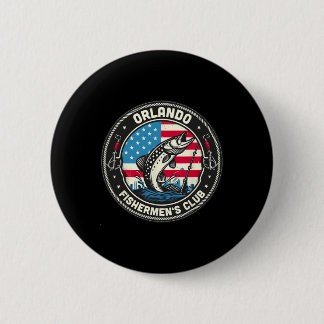 Orlando Fishermen's Club American Flag Fishing  6 Cm Round Badge