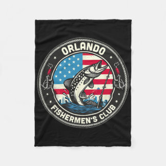 Orlando Fishermen's Club American Flag Fishing  Fleece Blanket