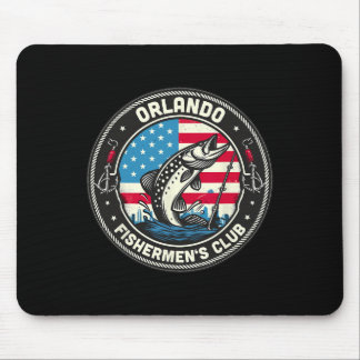 Orlando Fishermen's Club American Flag Fishing  Mouse Pad