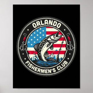 Orlando Fishermen's Club American Flag Fishing  Poster