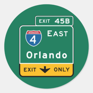Orlando, FL Road Sign Classic Round Sticker