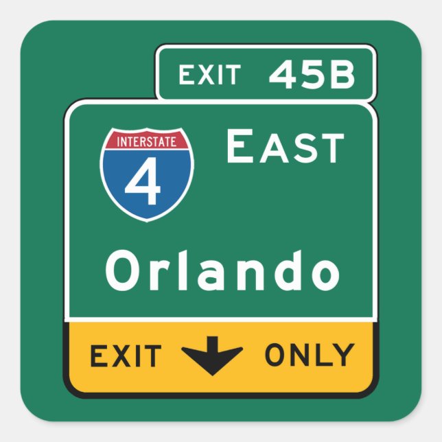 Orlando, FL Road Sign Square Sticker (Front)