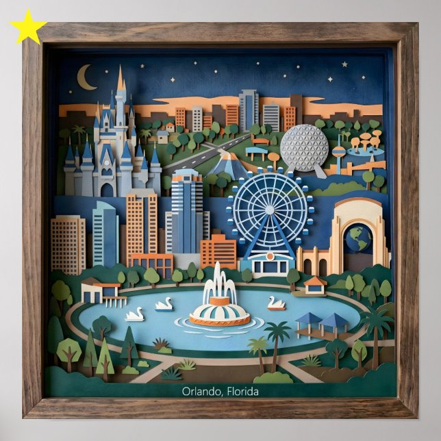 Orlando Florida America Layered Paper Art Diorama Poster (Creator Uploaded)
