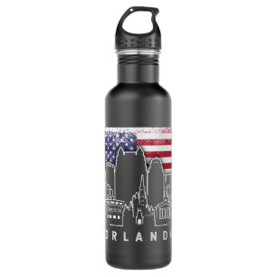 Orlando Florida American Flag Vintage 710 Ml Water Bottle