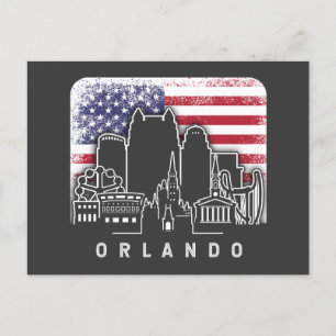 Orlando Florida American Flag Vintage Postcard