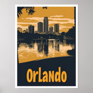 Orlando Florida Art Vintage Travel Illustration Poster
